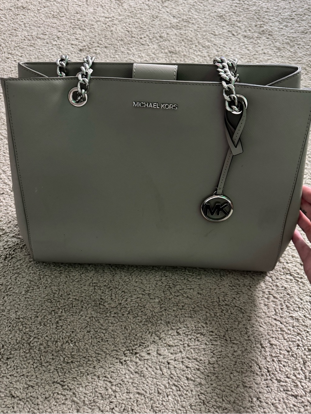 Michael Kors Light Gray Chain-Handle Tote